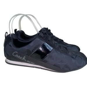 Coach SZ 6 Sneakers Womens Hadley Designer Shoes Black White Lace Canvas
